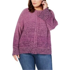 Style & Co. Womens Marl Braid Pullover Sweater-2X